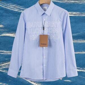 Burberry Blue Men's Long Sleeve Shirt